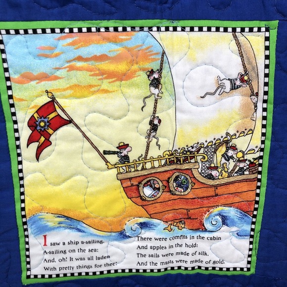 Handmade Mary Engelbreit Nursery Rhymes Mother Goose Quilt Baby Crib Wallhanging - Picture 8 of 12